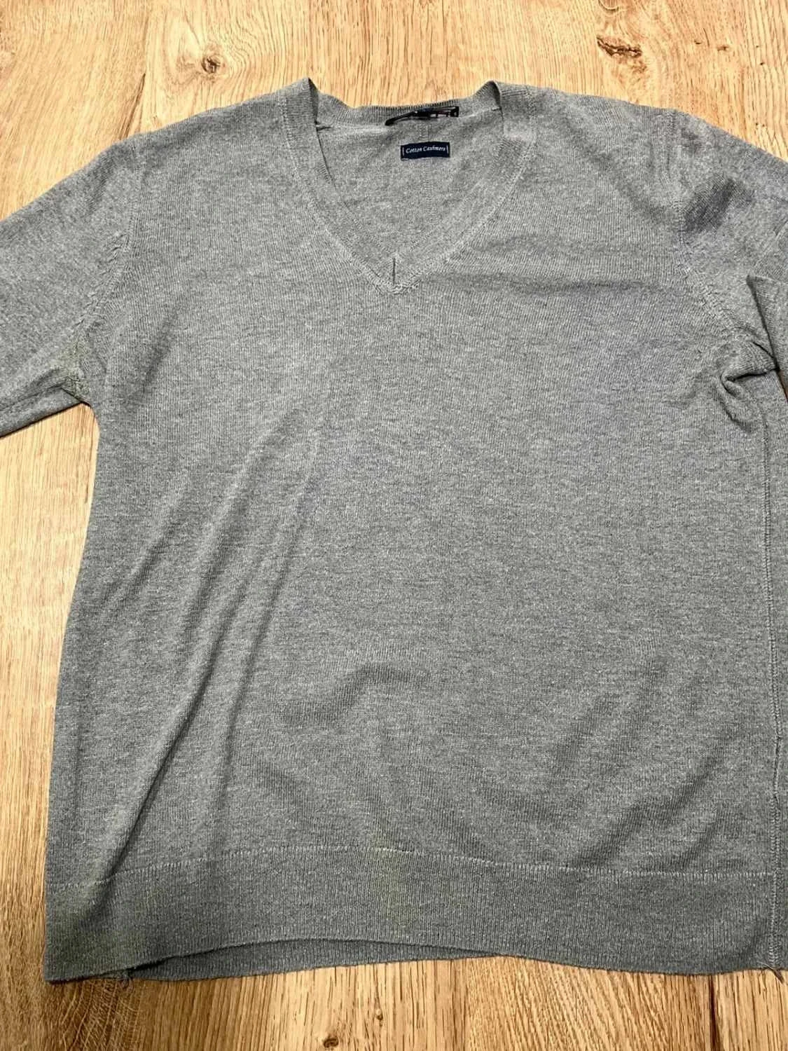 Pull Tommy Hilfiger V-neck Femme S coton cashmere Gris – photo 4